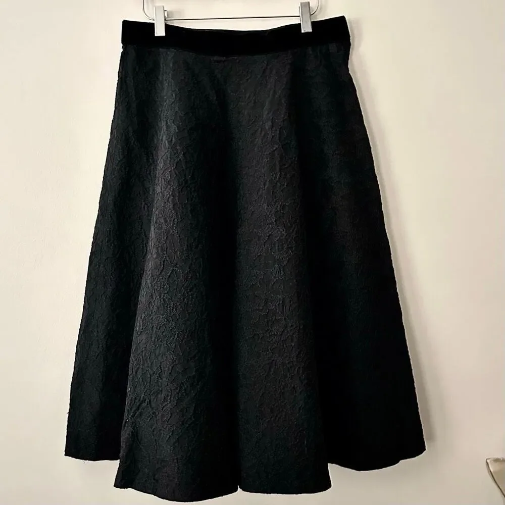 1950s Smart Set Sportswear Black Brocade Full Skirt Tulle Petticoat Velvet Waist